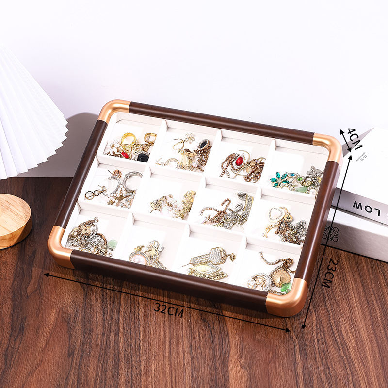 7:Light luxury golden rounded corners 12 grid plate with white inside