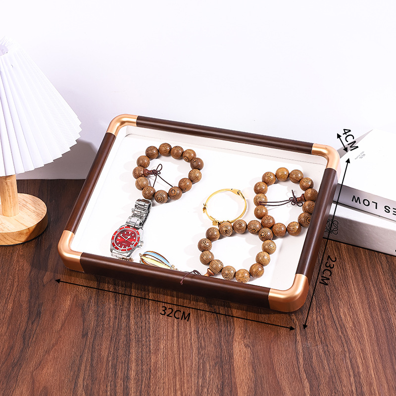 8:Light luxury golden rounded corners empty plate with white inside