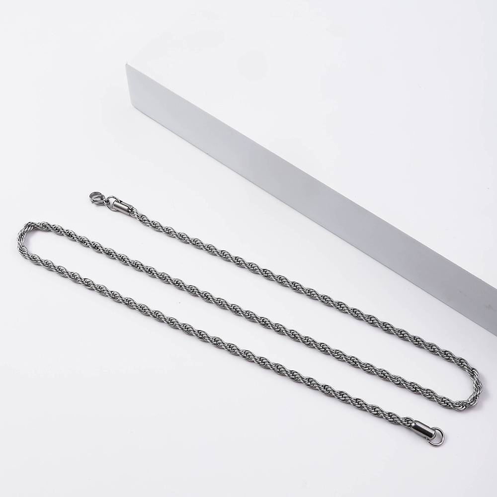 Steel color twist chain [3mm wide] Length 45cm