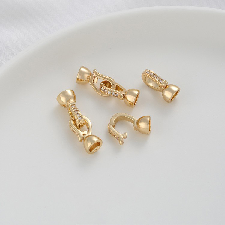 E 14K gold 2/1 set of zirconium inlaid small size