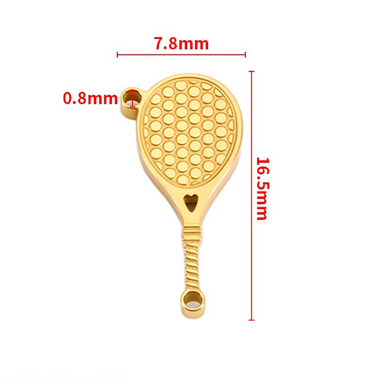 double hole racket pendant 7.8x16.5mm