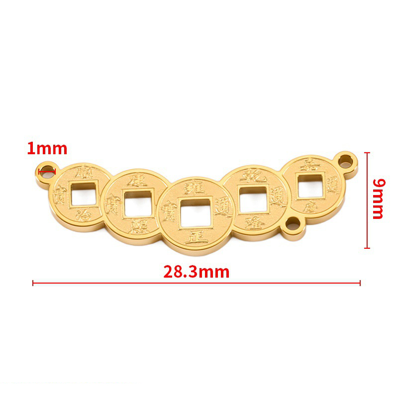 three-hole coin pendant 9x28.3mm
