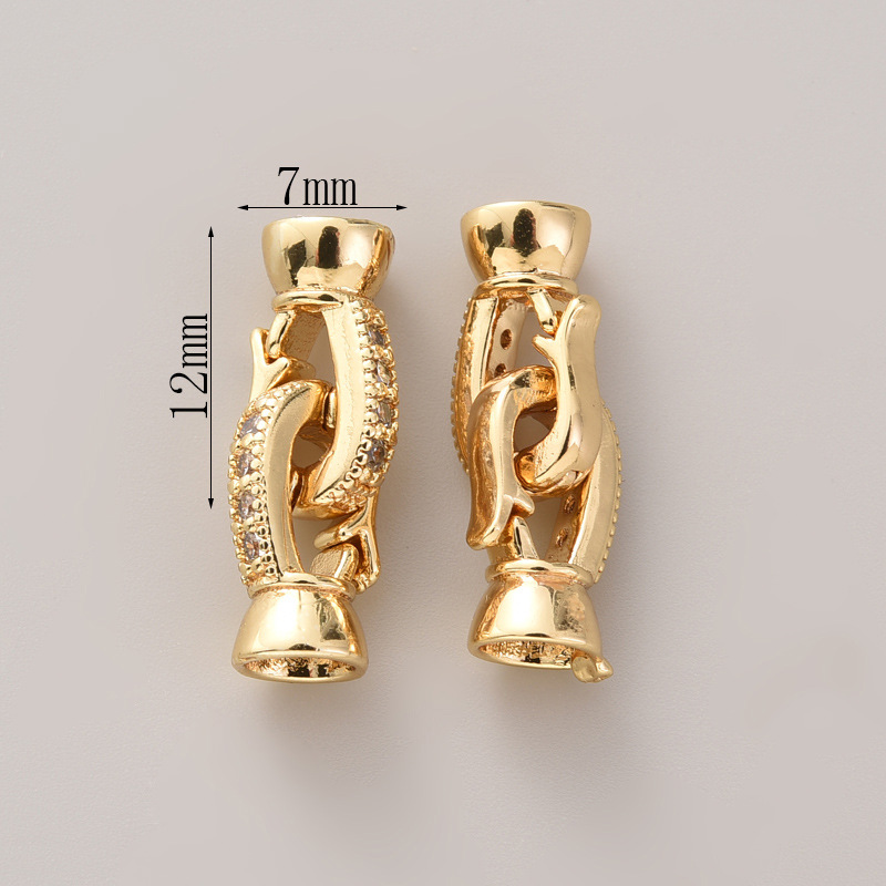 6:#278 18k gold pair with zirconium buttons (two)