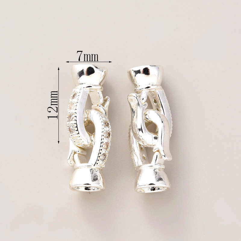 #280 pair of thick silver with zirconium buttons (