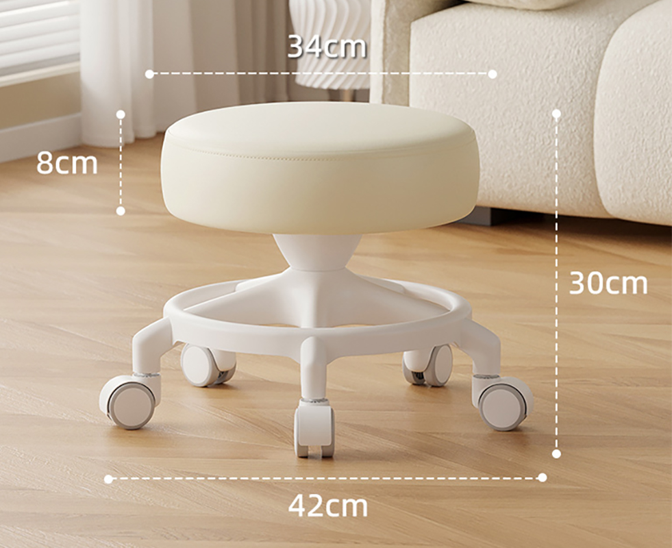 Anti-rollover reinforced five claws: white [with] noise-reducing rubber-coated wheels
