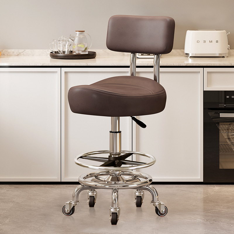 Model with footrest and backrest: dark coffee [with] silent rubber wheels
