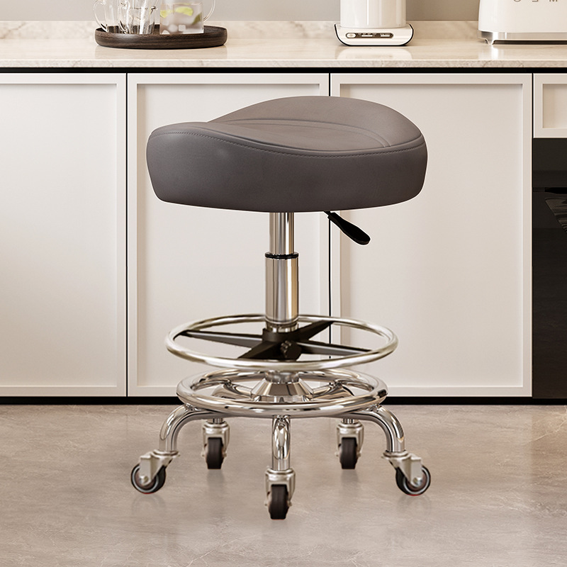 With pedals and no backrest: gray [with] silent rubber wheels