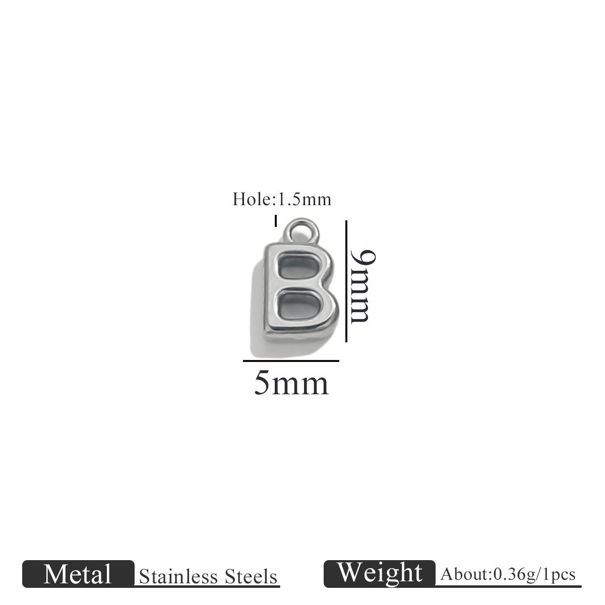 Steel color ring letter-b