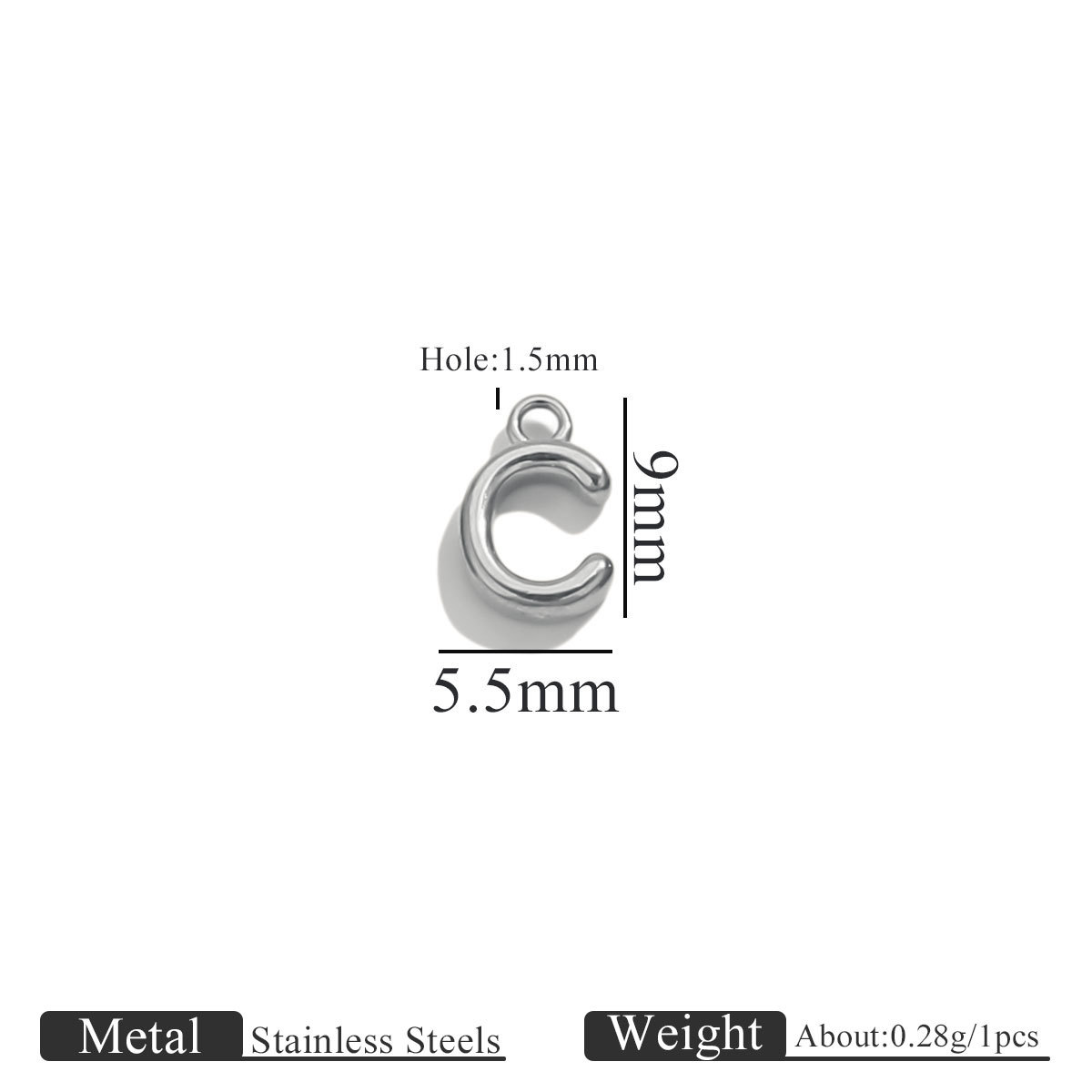 Steel color ring letter-c