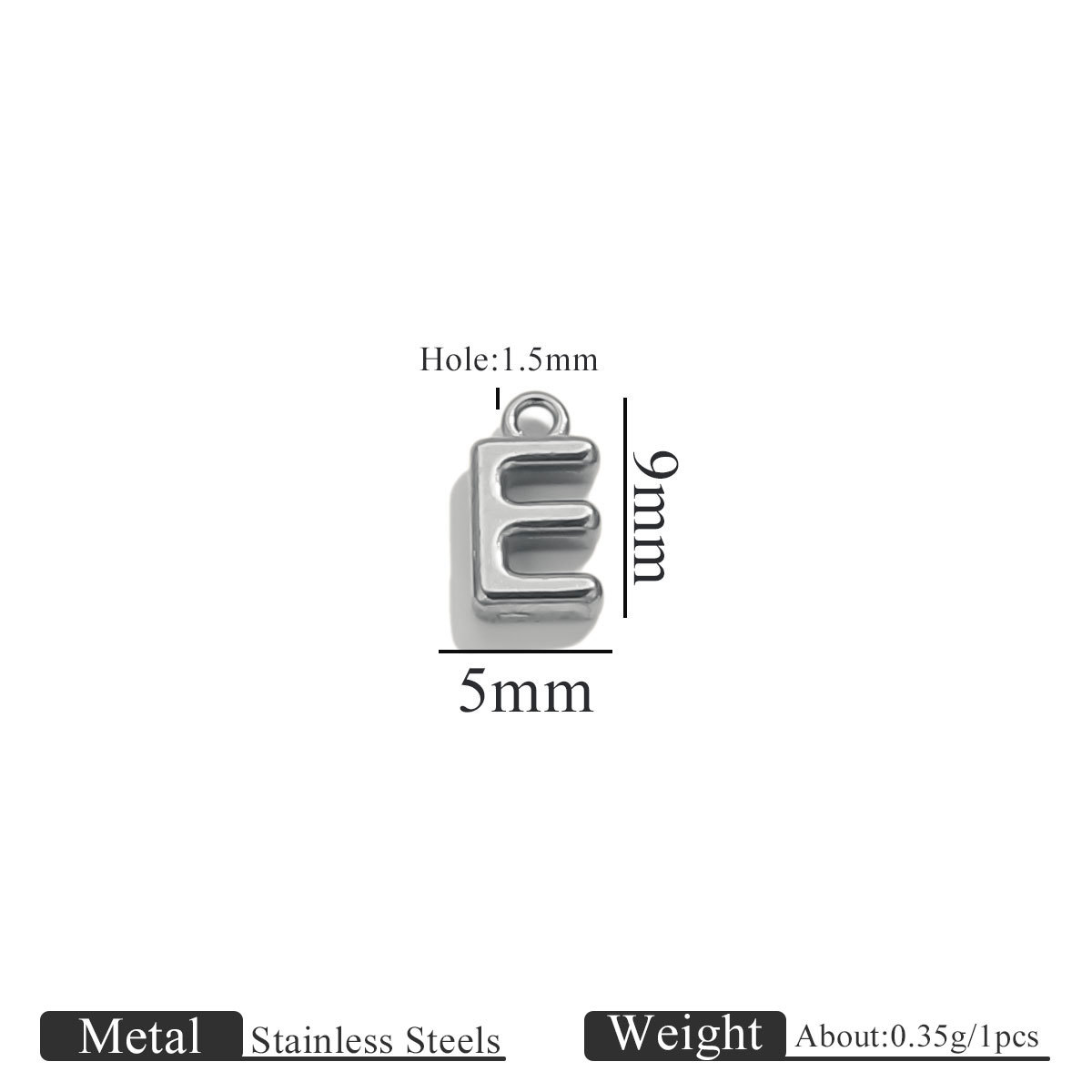 Steel color ring letter-e