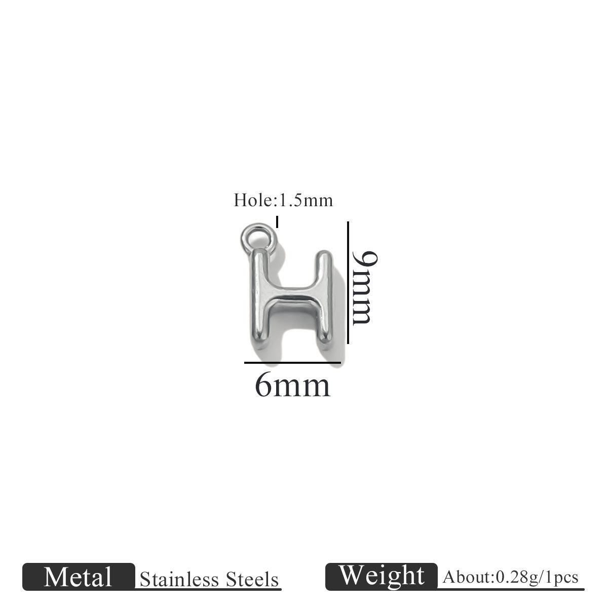 Steel color ring letter-h