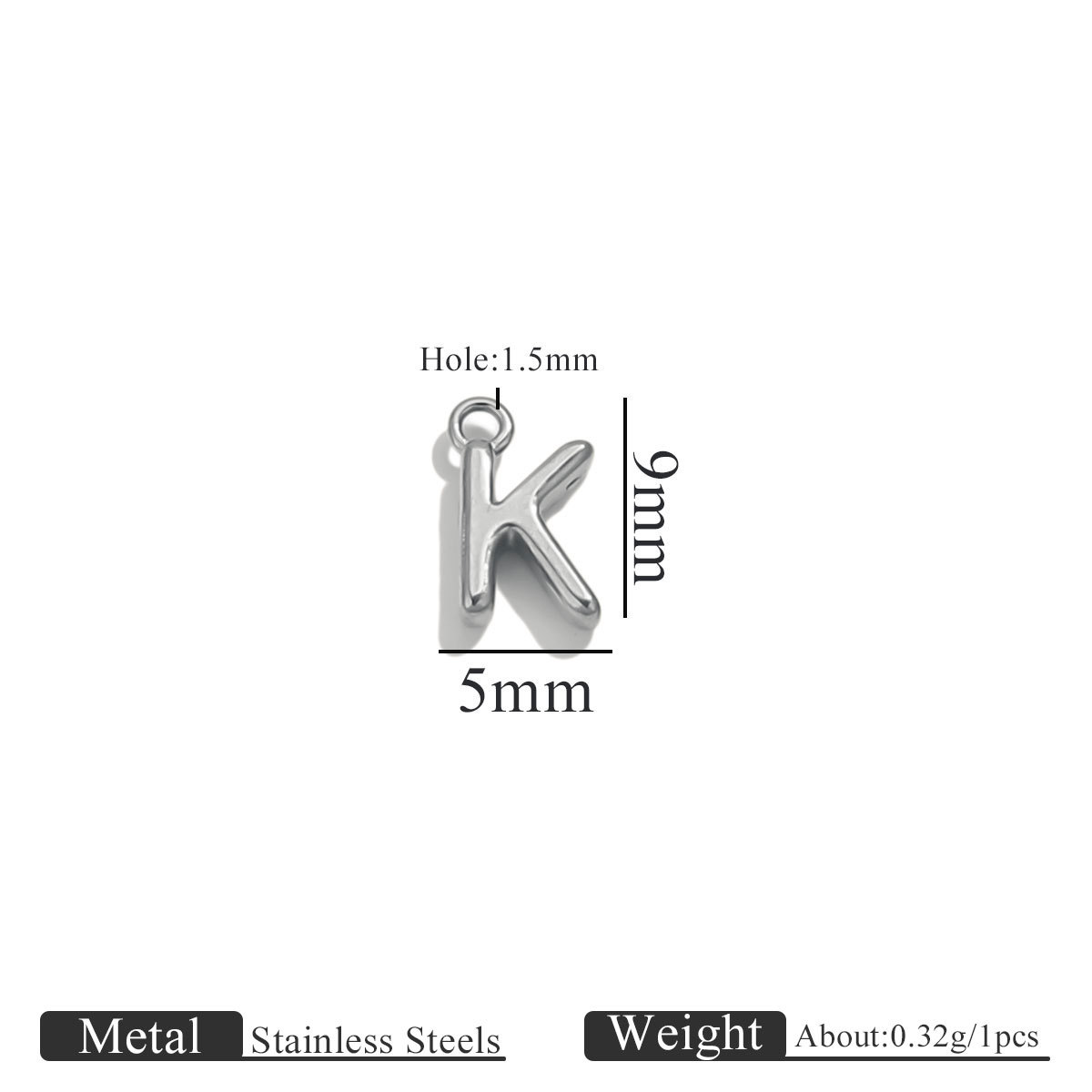 Steel color ring letter-k