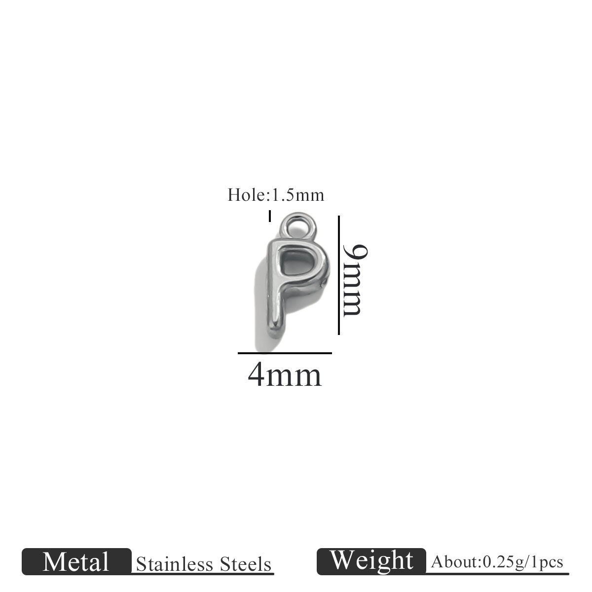 Steel color ring letter-p