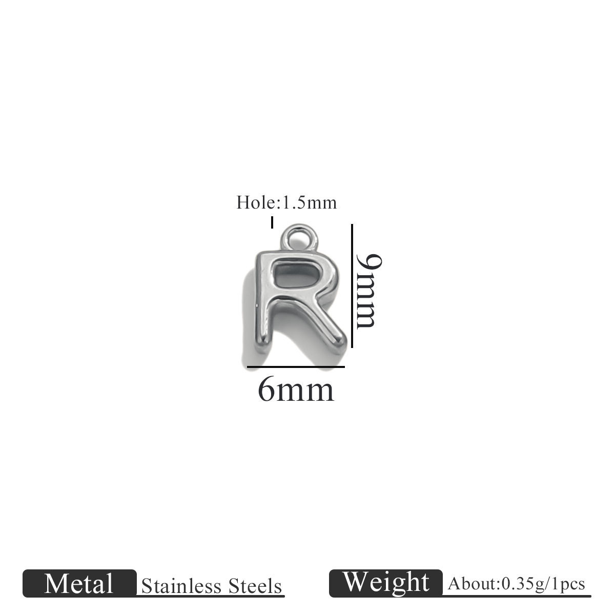 Steel color ring letter-r