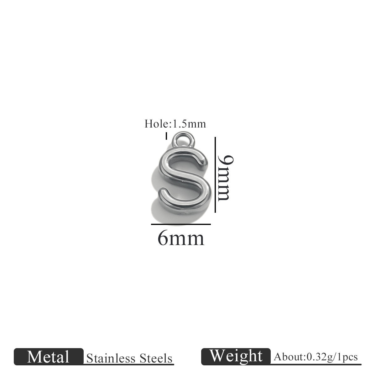 Steel color ring letter-s