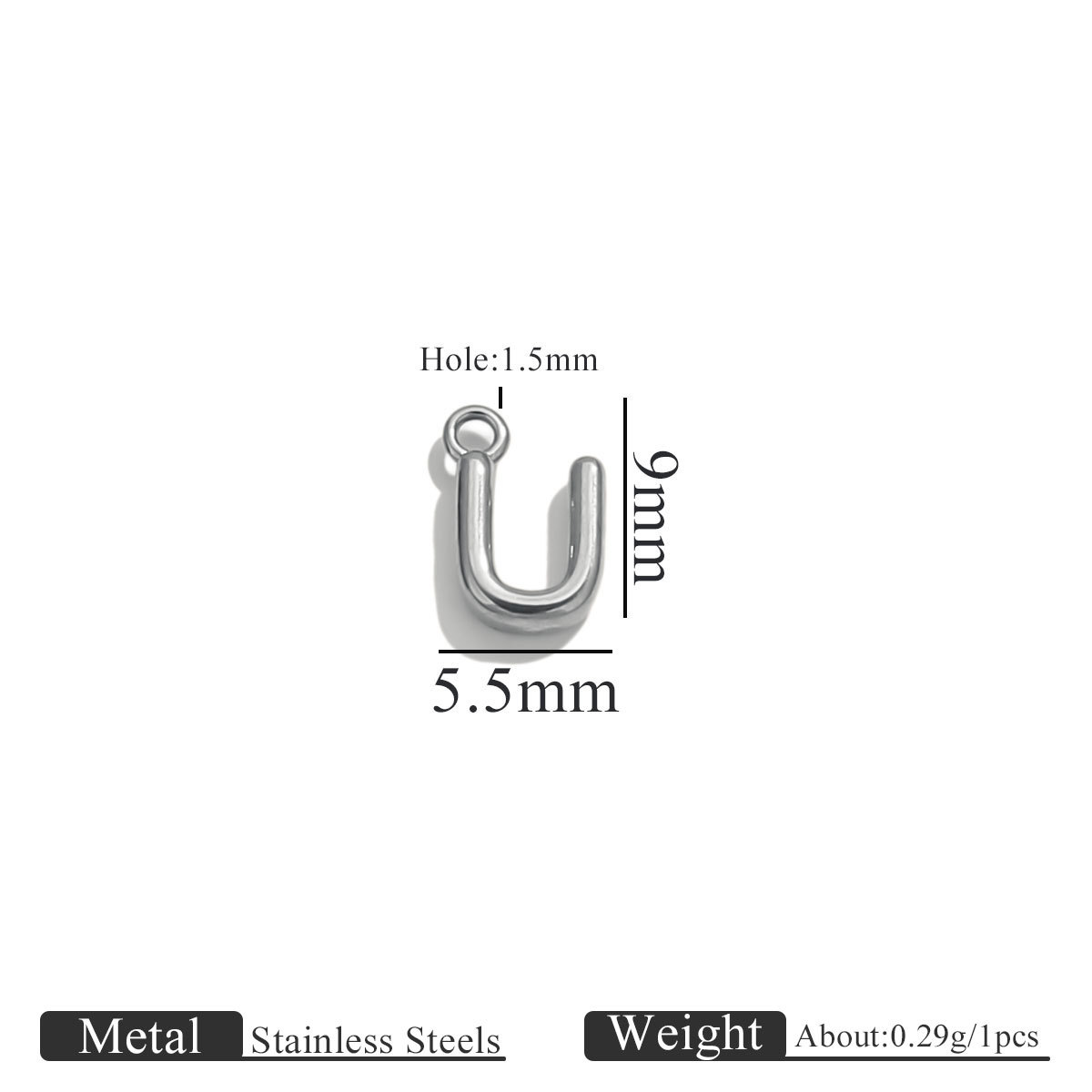 Steel color ring letter-u