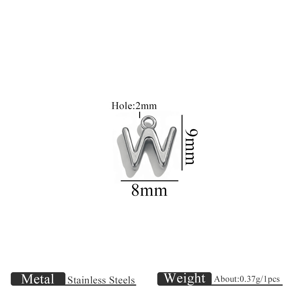 Steel color ring letter-w