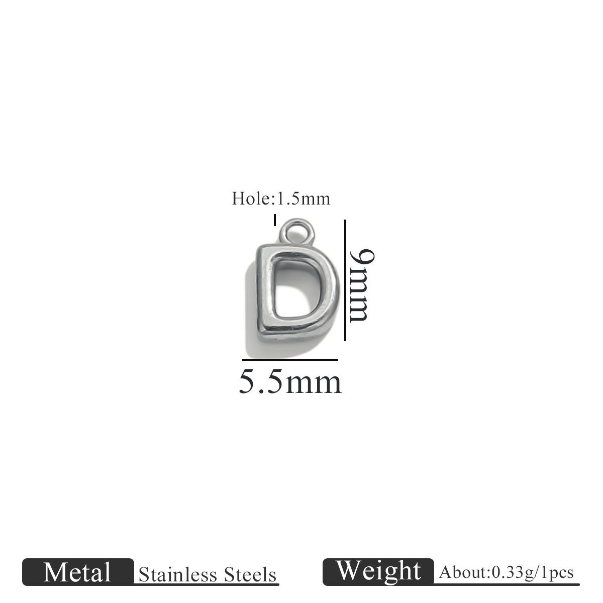 30:Steel color ring letter-d