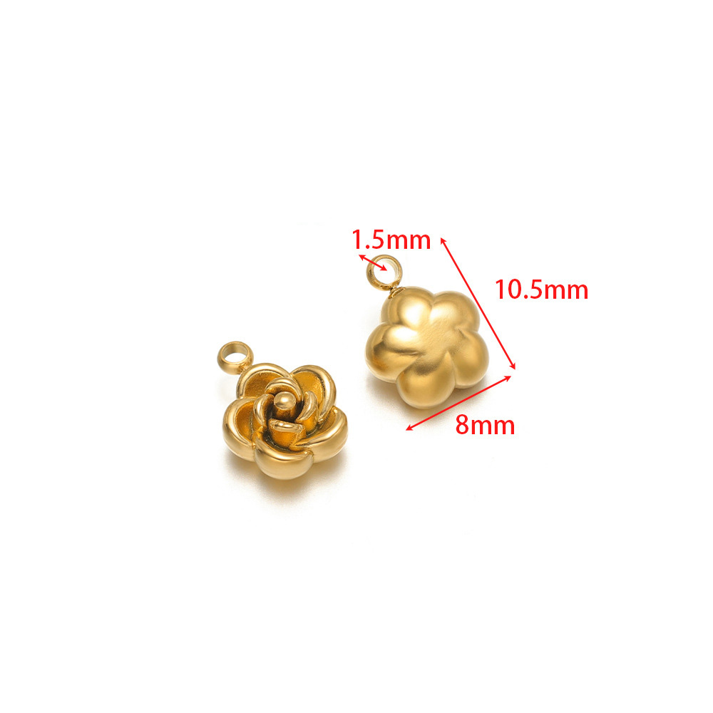 2:10.5*8mm rose pendant with 1.5mm single hole, medium size, gold