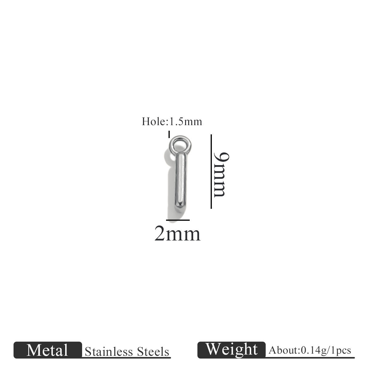 35:Steel color ring letter-i