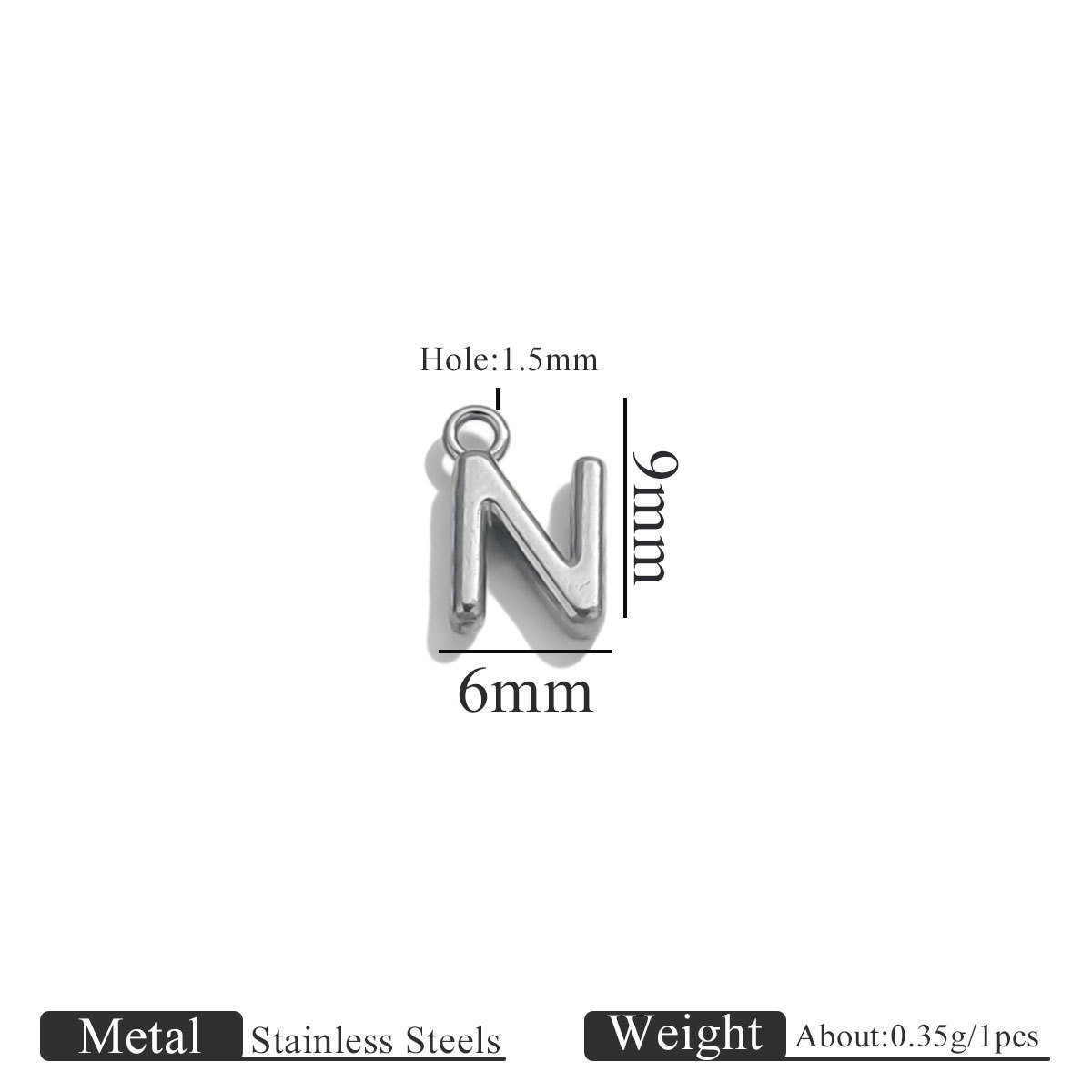40:Steel color ring letter-n