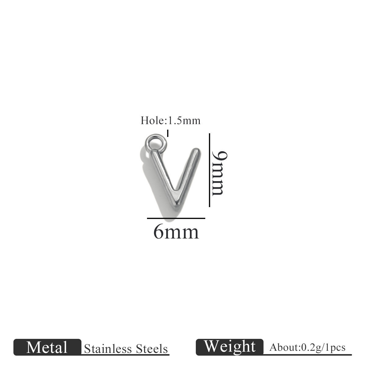 48:Steel color ring letter-v