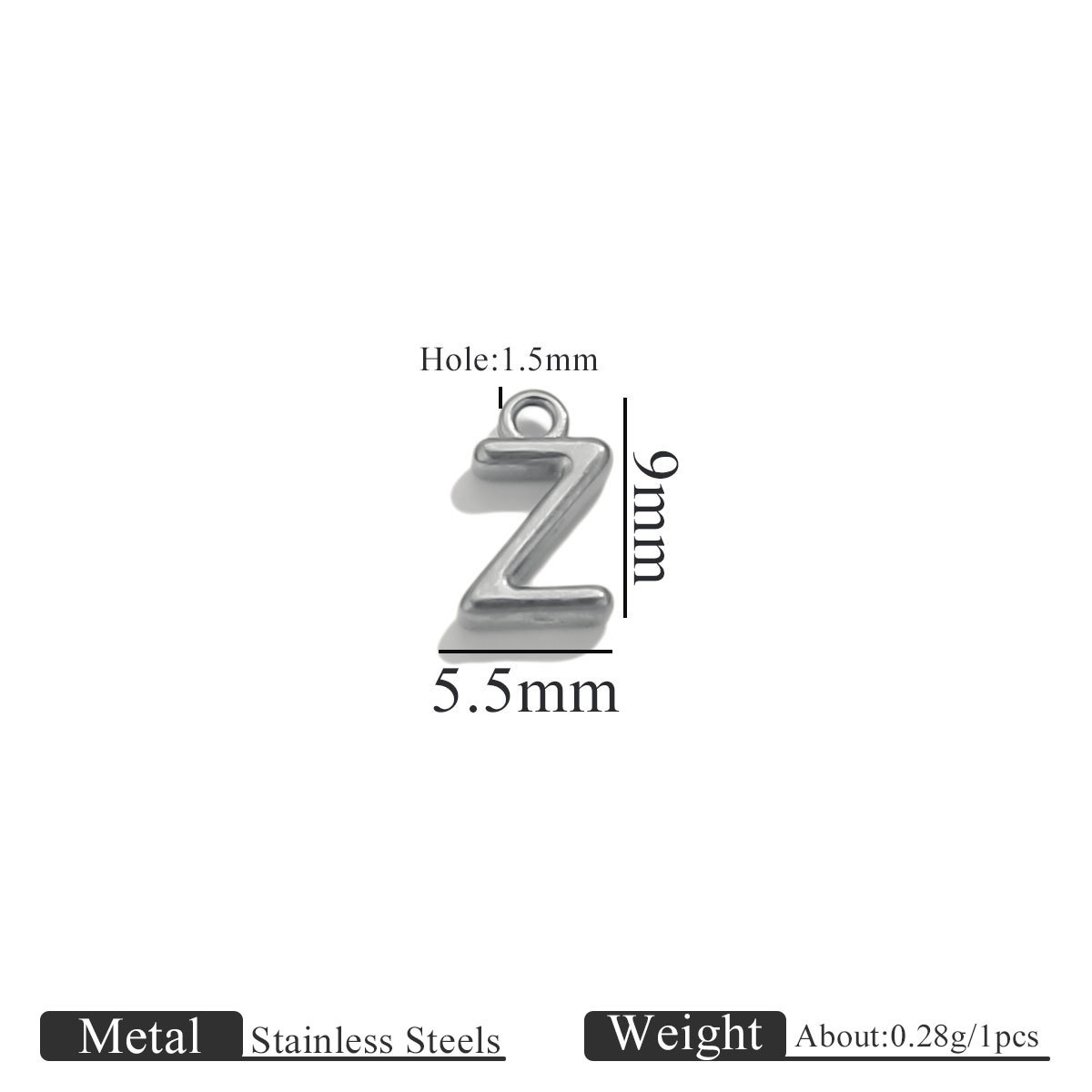 52:Steel color ring letter-z