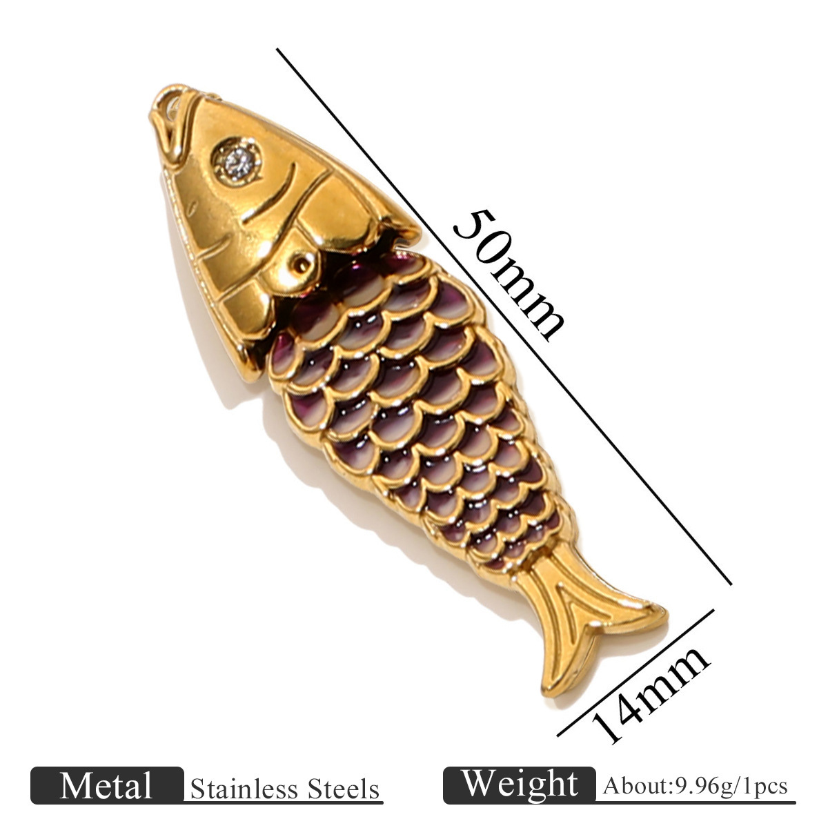 Movable fish point diamond white drop purple