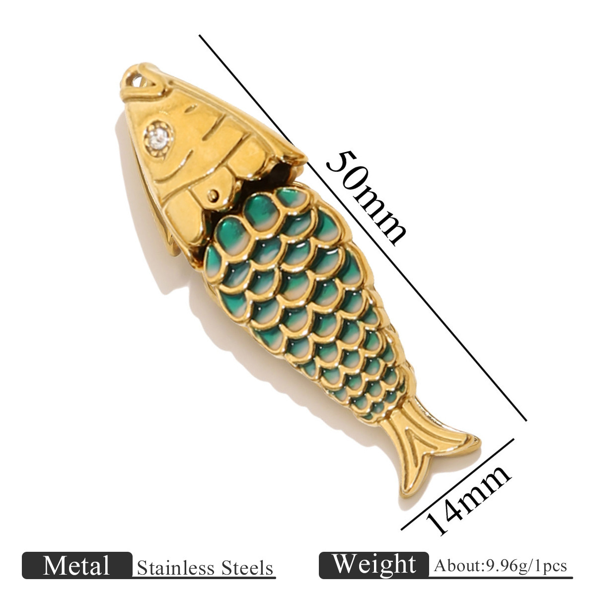 Movable fish point diamond white drop blue