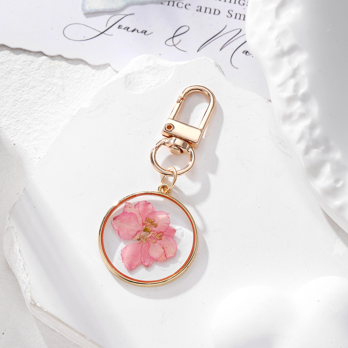 1:Pink flower keychain