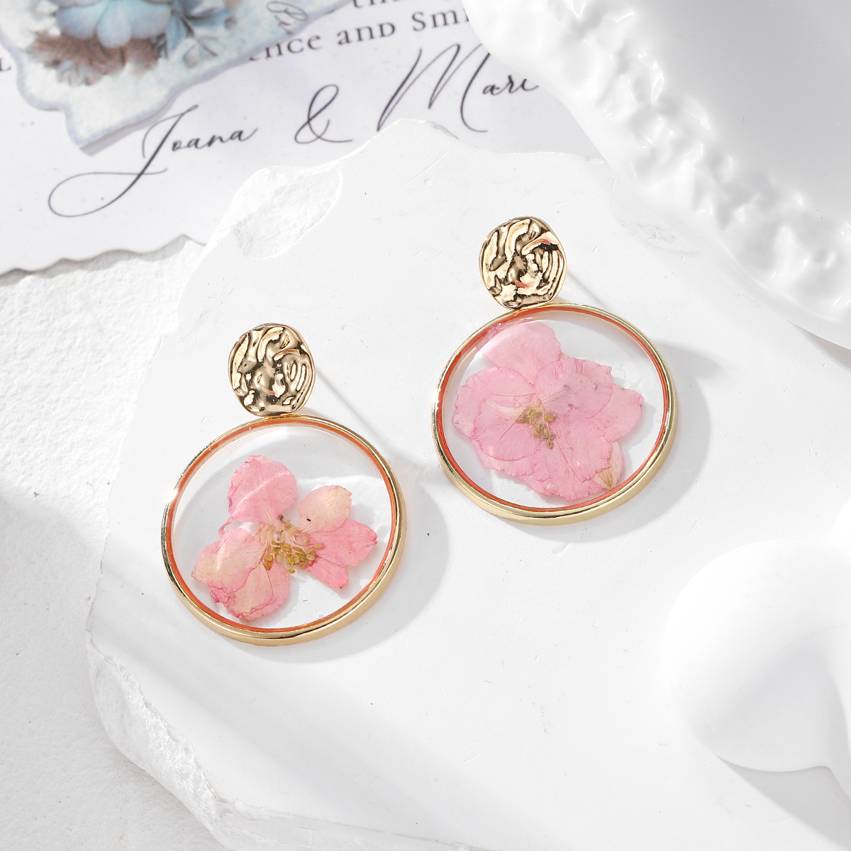 3:Pink flower earrings