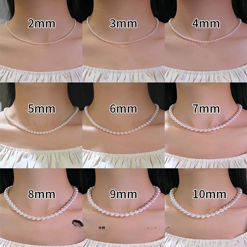 2:4mm sterling silver lobster buckle pearl necklace (40cm 5cm extended chain)