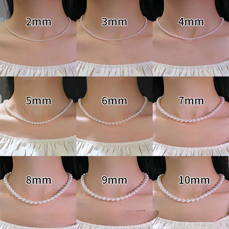 3:5mm sterling silver ingot buckle pearl necklace (43cm)