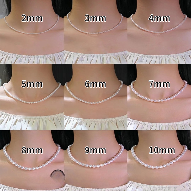 6:8mm sterling silver ingot buckle pearl necklace (43cm)