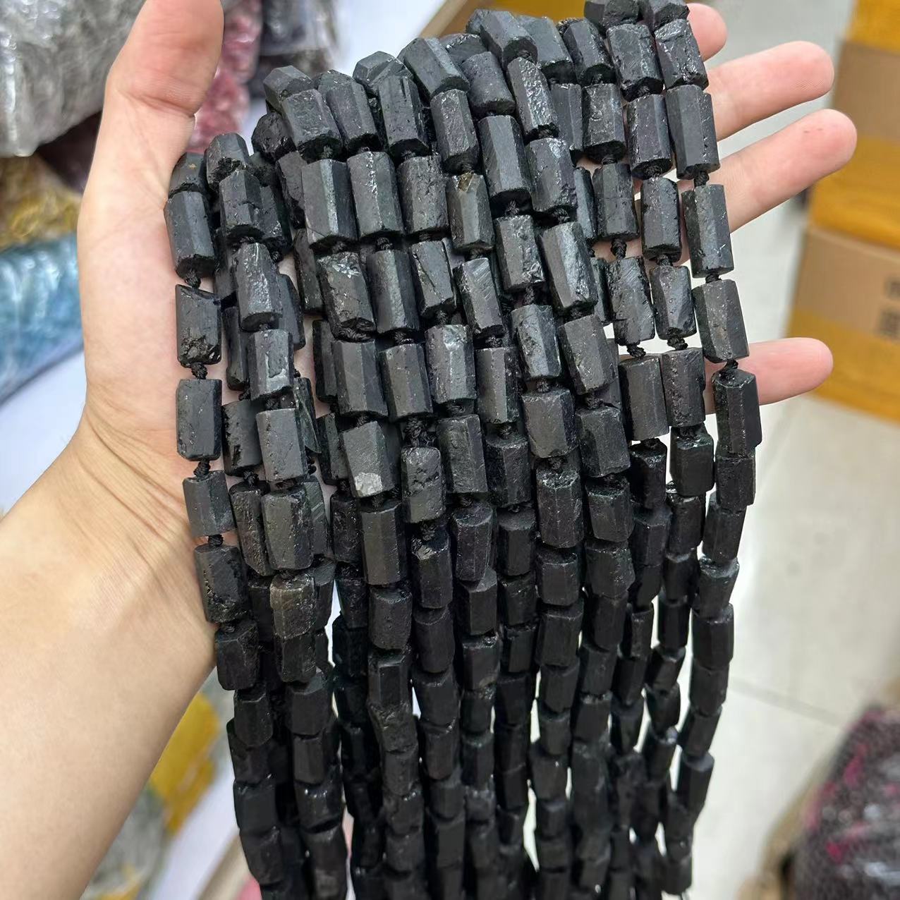 Matte black tourmaline about 8*12mm (small particl