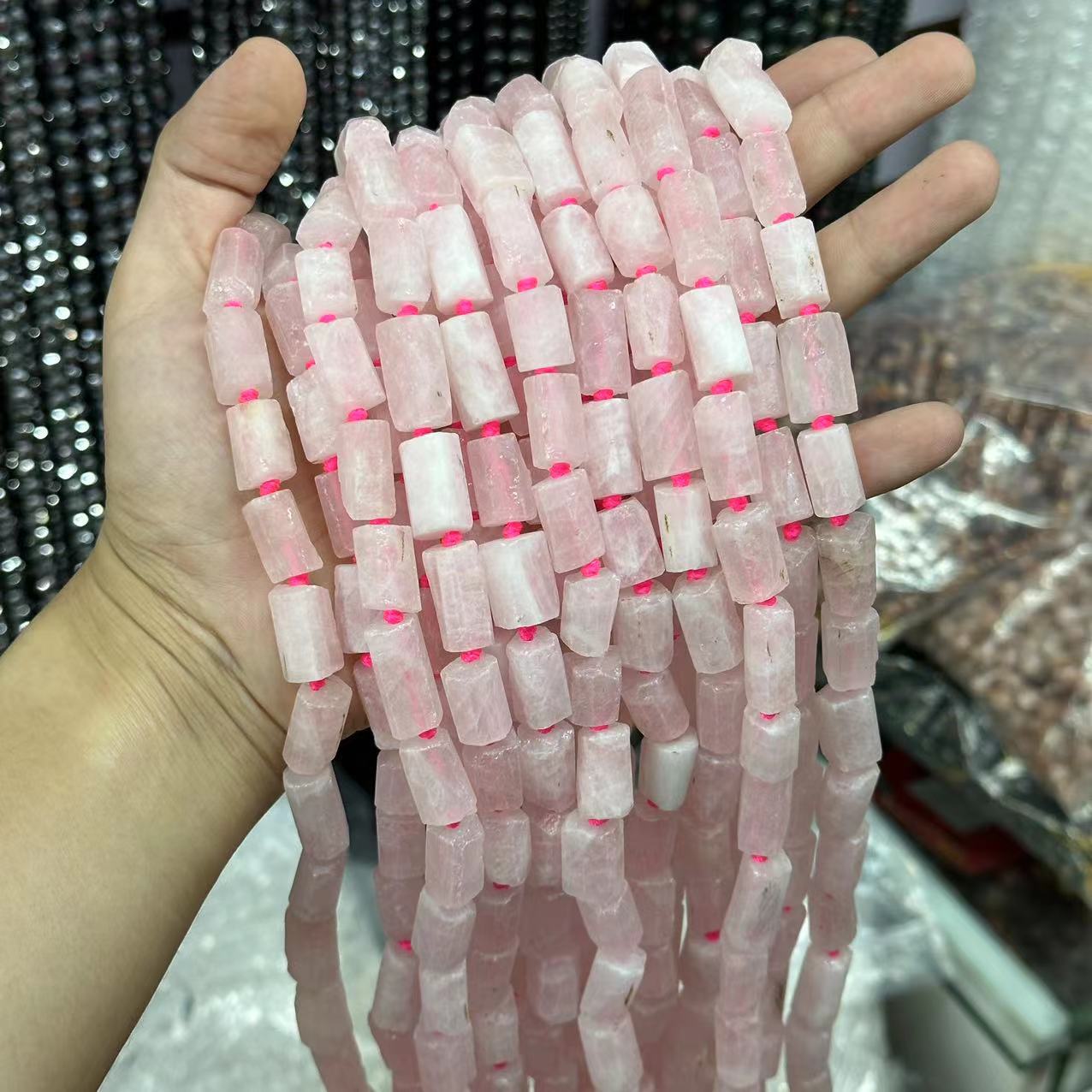 Frosted rose quartz about 10*15mm (large particles