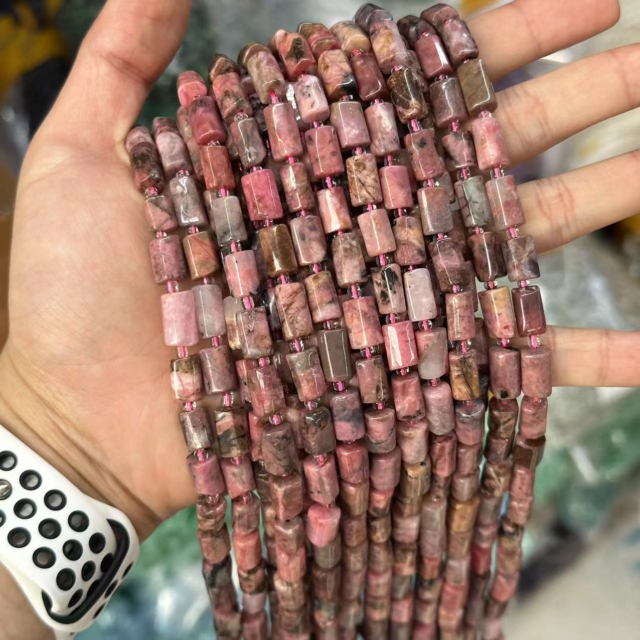 Black line red striated stone about 6*11mm (small