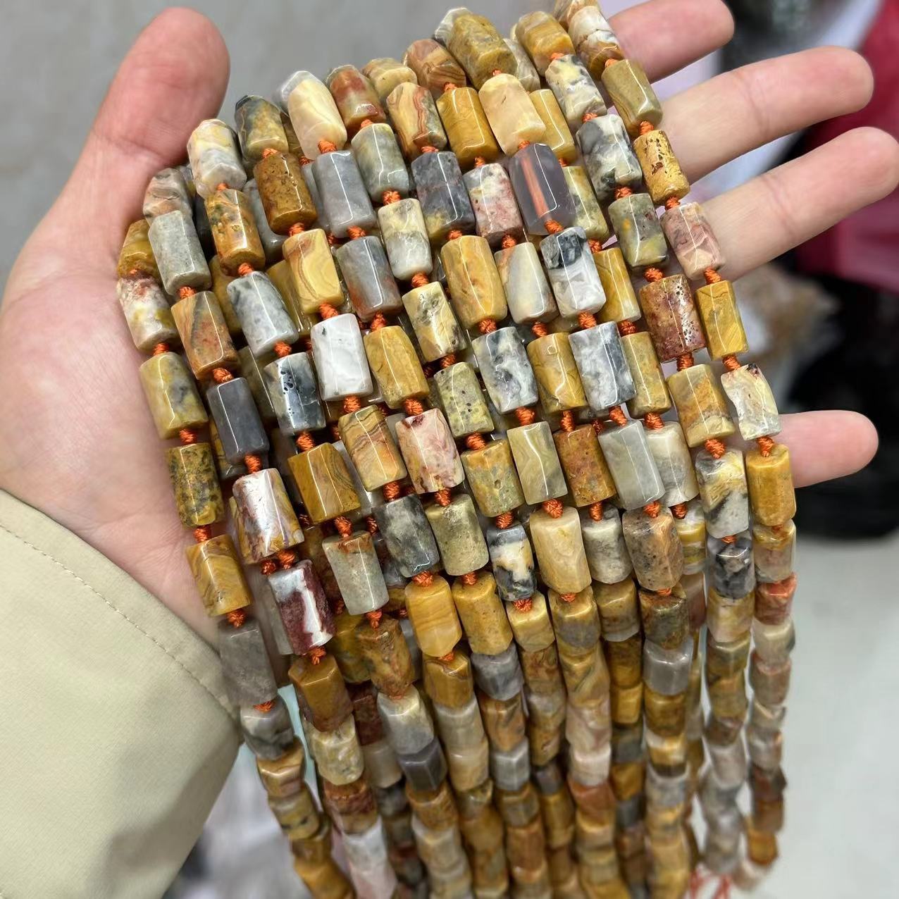 21:Yellow crazy agate about 7.5 * 13mm (small particles, glossy)