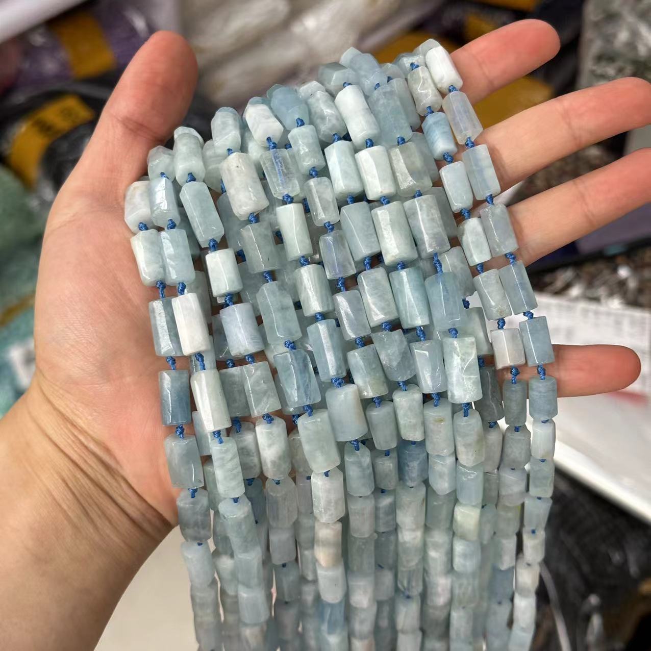 36:Aquamarine 7*15mm (small particles, smooth surface)