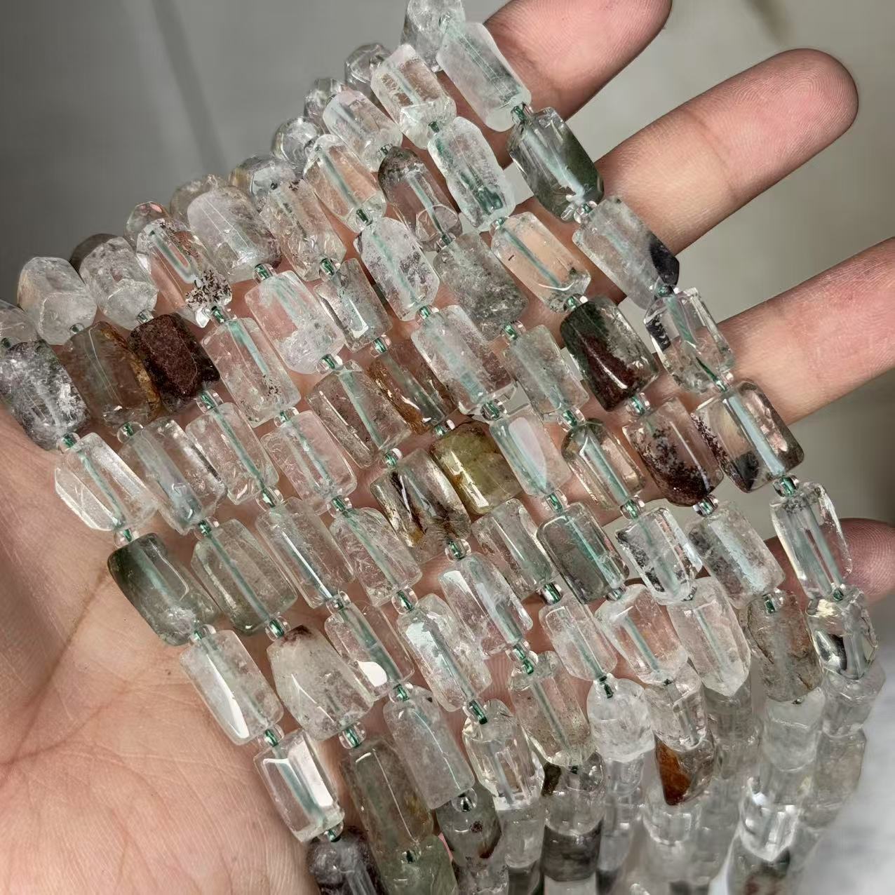 60:Green ghost crystal about 7*11mm (small particles, smooth surface)