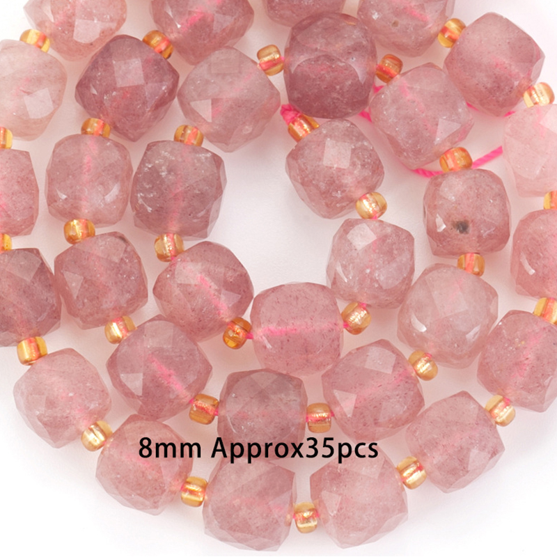 8mm faceted square strawberry crystal See pictures