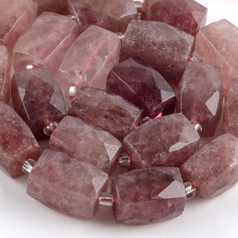 Rectangular faceted strawberry crystal See picture