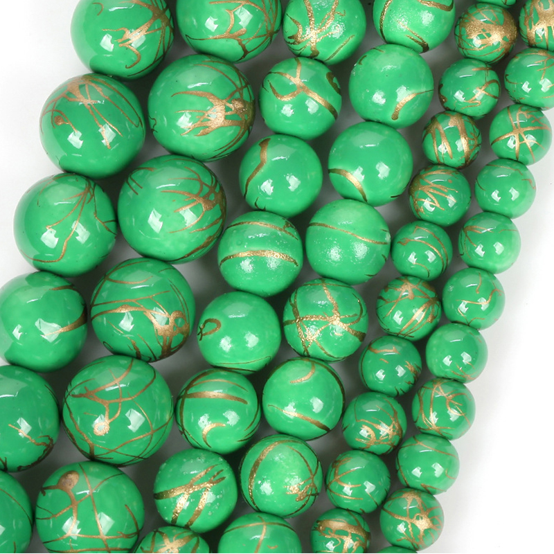 Green gold thread Pine 6mm/58-60pcs