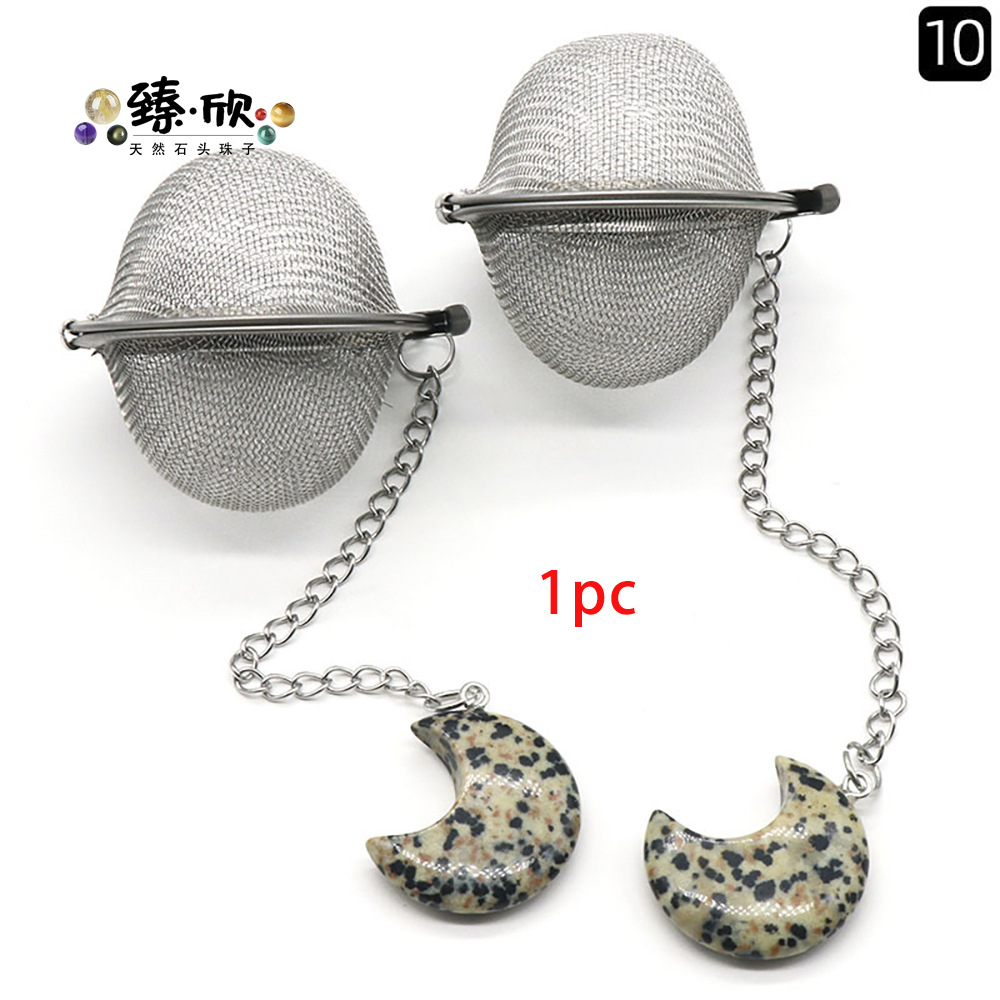 30:Moon stainless steel tea filter spotted stone