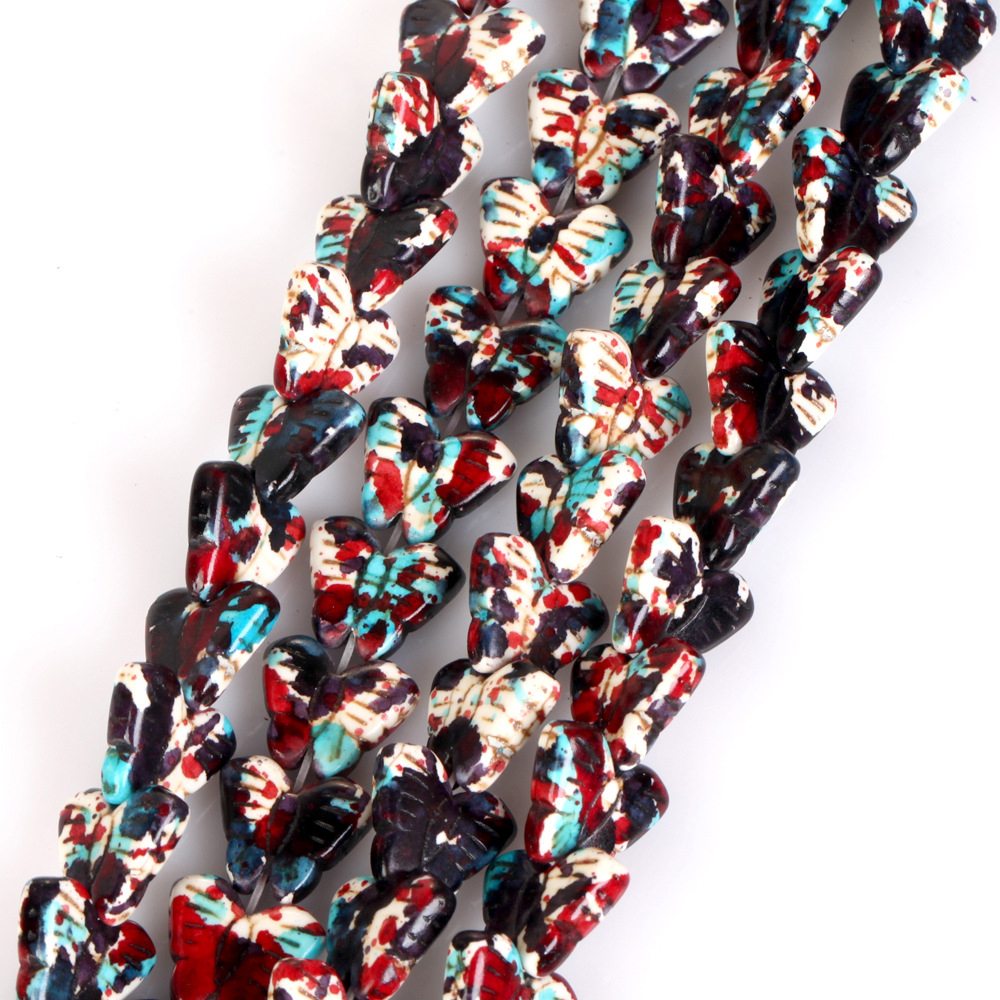 10:13x15mm turquoise butterfly camouflage dark