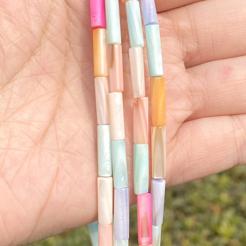 7:Macaroon color shell 4x 13mm long cylinder