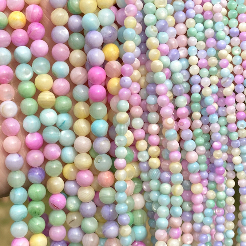 16:Macaroon color shell 4mm round beads