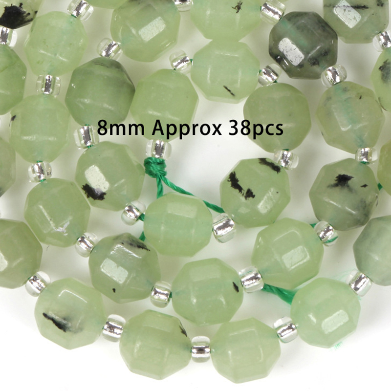 16:8mm faceted drum beads prehnite chalcedony
