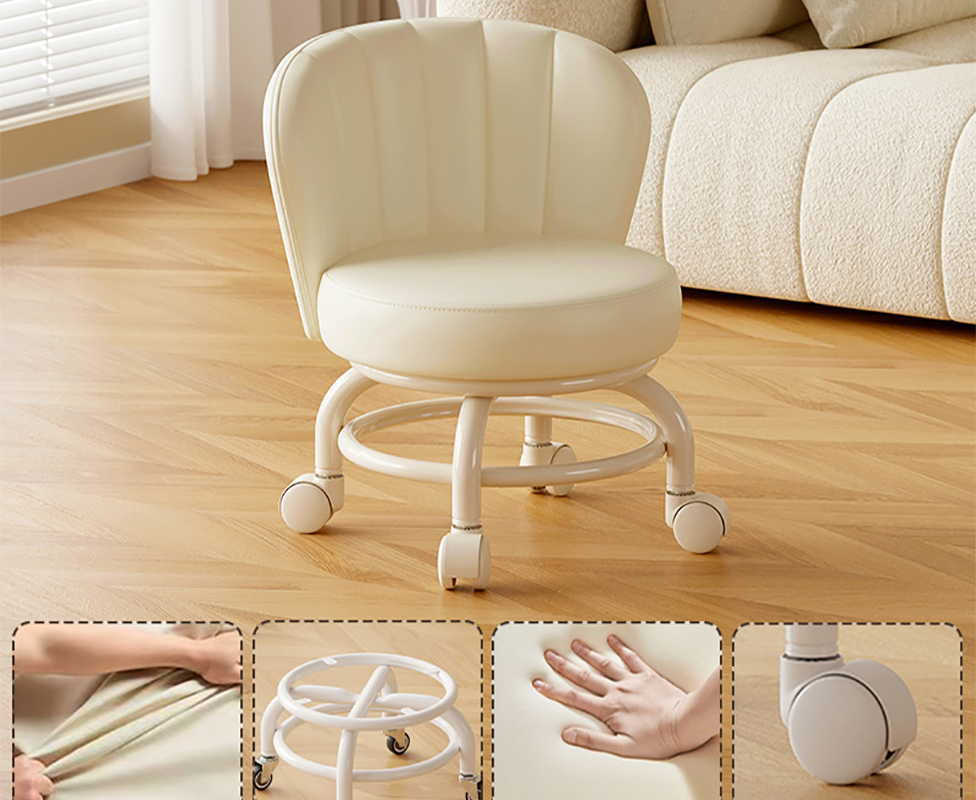 Upgraded carbon steel frame: white [with] wear-resistant and anti-scratch wheels