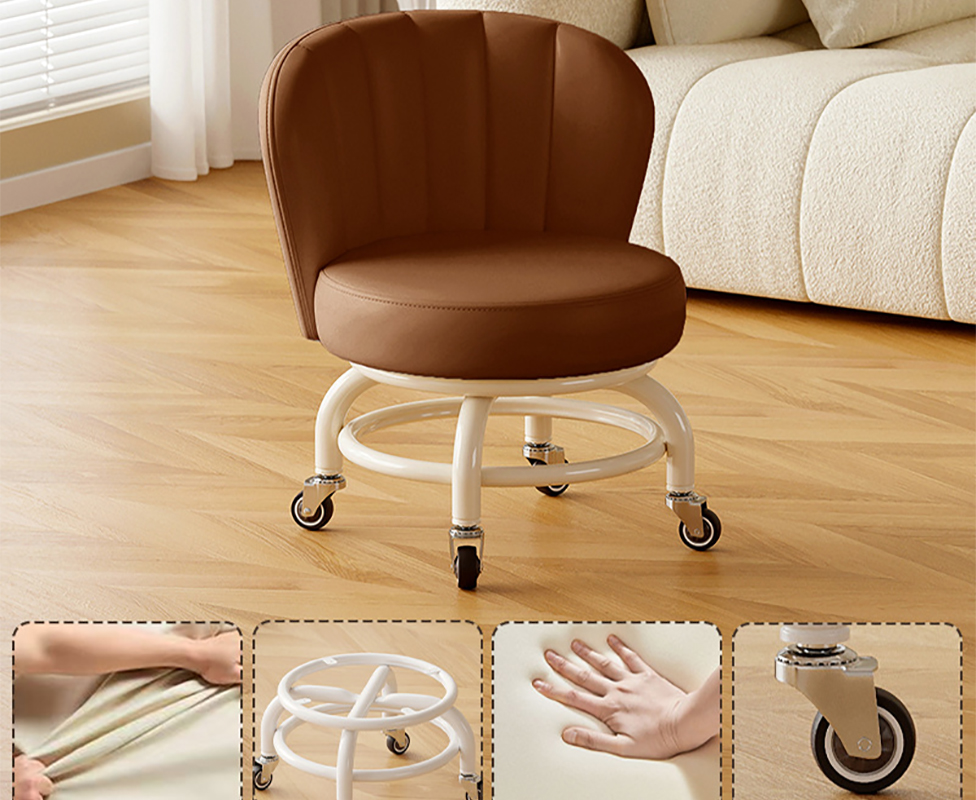 Upgraded carbon steel frame: deep coffee [with] silent rubber wheels